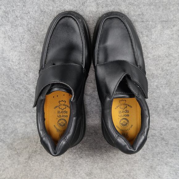 Earth Spirit Shoes Mens 9W Monk Strap Oxfords Comfort Black Leather Hook N Loop